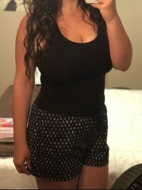 Women's Black Patterned Lounge Shorts